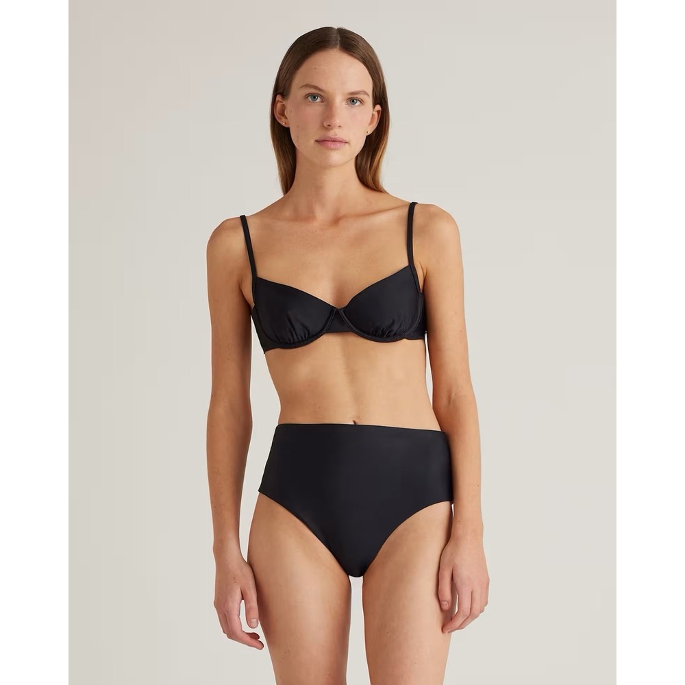 NWT Quince Black Women Large Shelf Bra Style Bikini 2 Piece Set Resort Beach